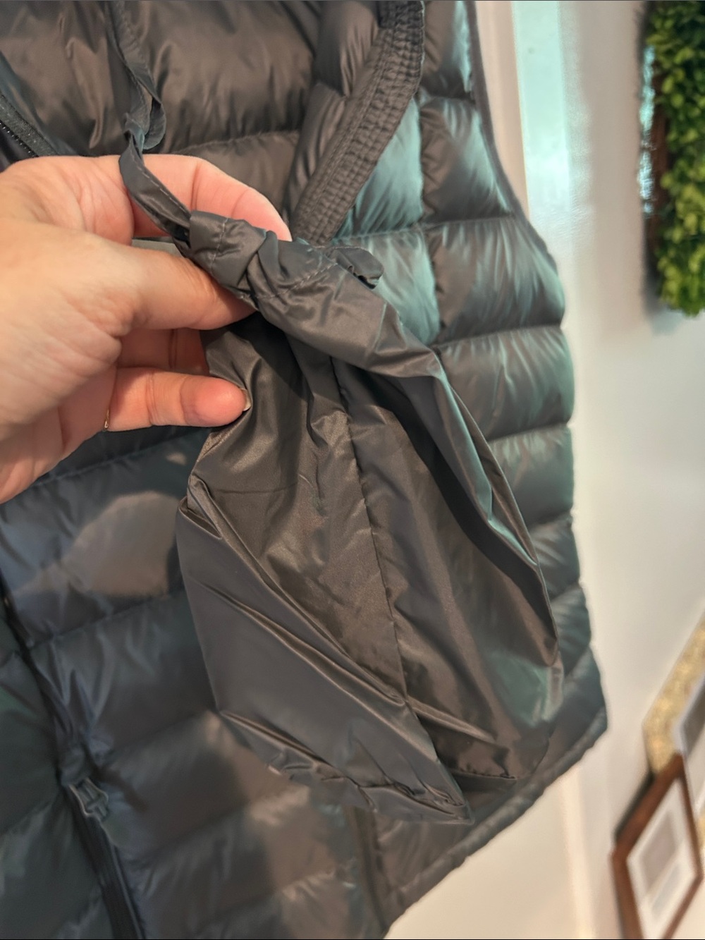 Charter Club Silvery Gray Quilted Down-Style Puffer Vest with Removeable Hood - Picture 4 of 8